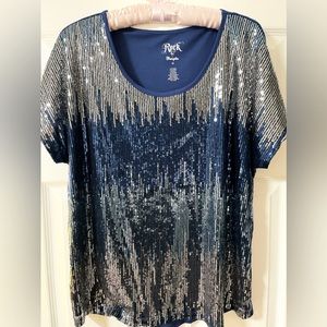 Rock 47 by wrangler super sequin blue layered top